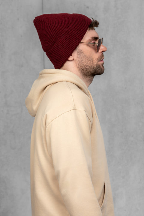 Men's Burgundy Woolen Beanie