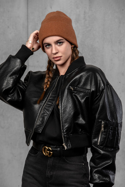 Women's Brown Woolen Beanie