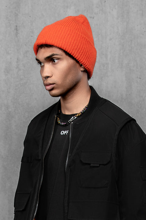 Men's Orange Mohair Beanie
