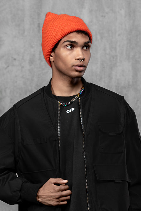 Men's Orange Mohair Beanie