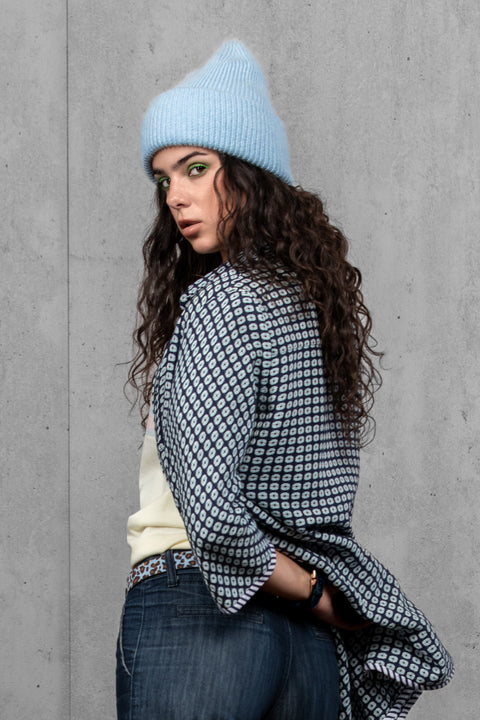 Women's Azure Blue Mohair Beanie
