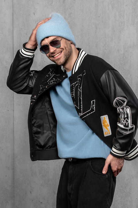 Men's Azure Blue Mohair Beanie