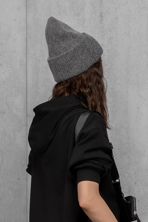 Women's Dark Gray Mohair Beanie