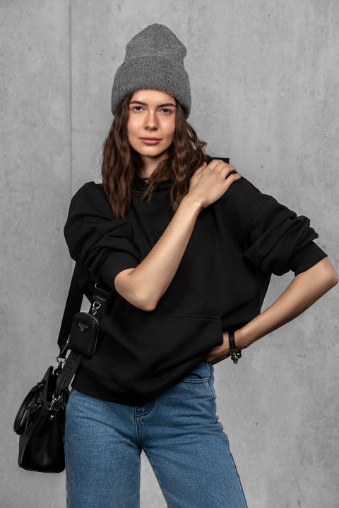 Women's Dark Gray Mohair Beanie