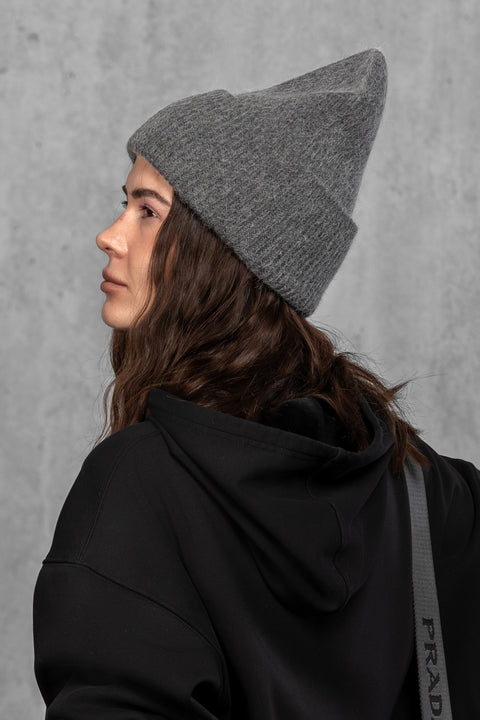 Women's Dark Gray Mohair Beanie