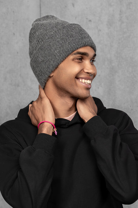 Men's Dark Gray Mohair Beanie