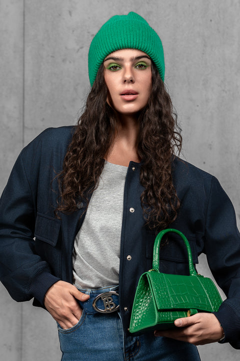 Women's Green Mohair Beanie