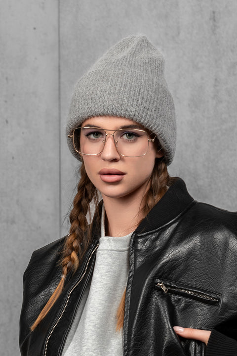 Women's Gray Mohair Beanie