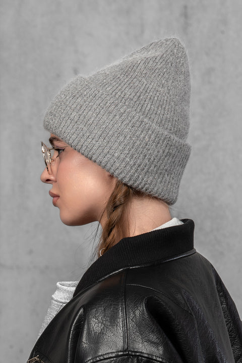 Women's Gray Mohair Beanie
