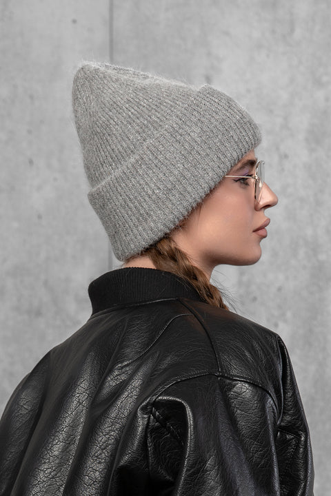 Women's Gray Mohair Beanie