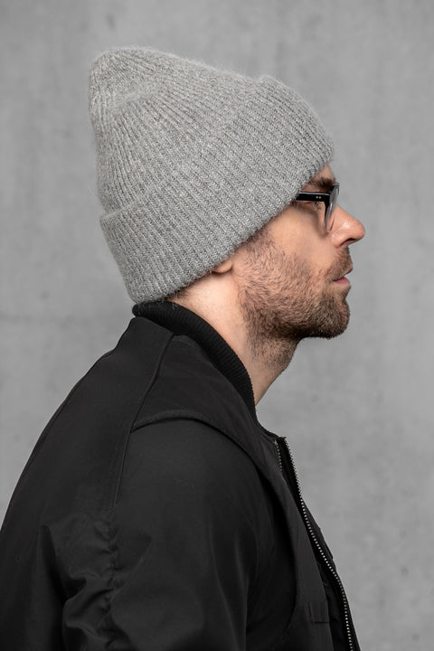Men's Gray Mohair Beanie