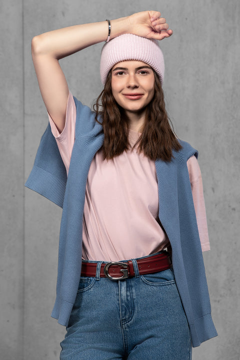 Women's Pink Mohair Beanie