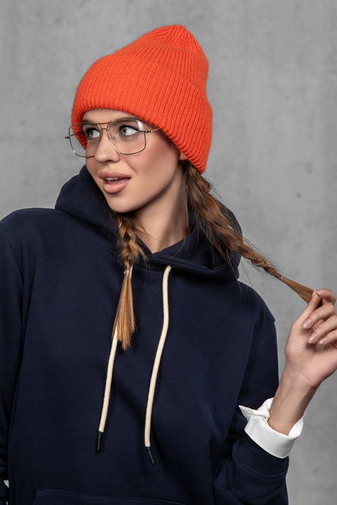 Women's Orange Mohair Beanie