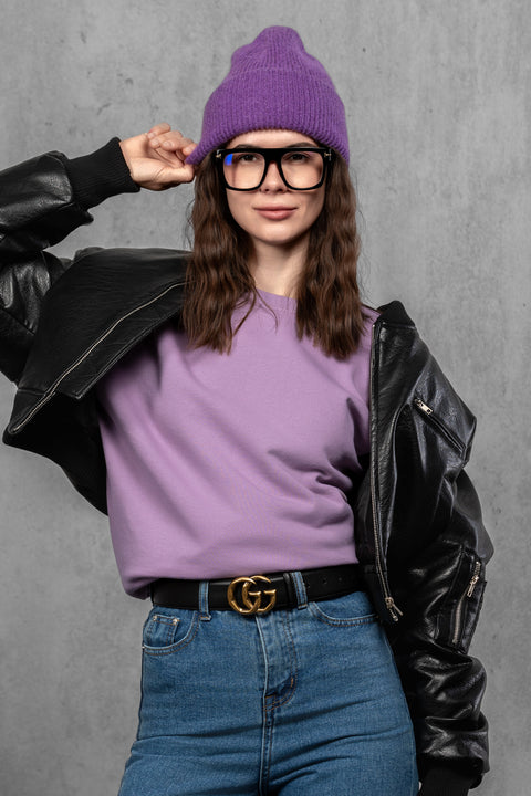 Women's Purple Mohair Beanie