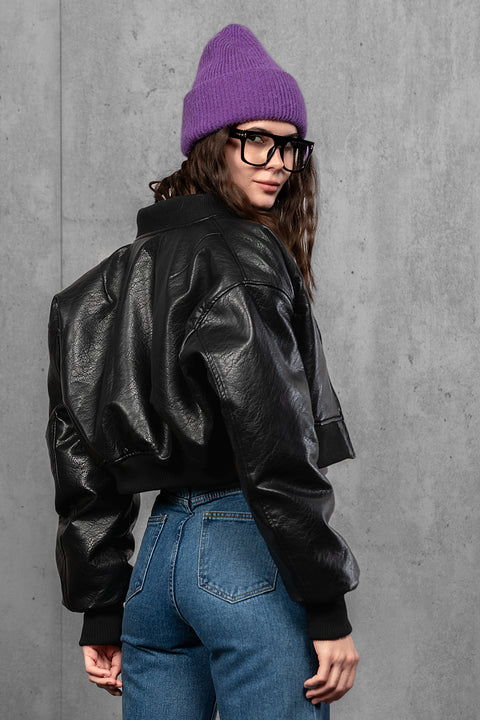 Women's Purple Mohair Beanie