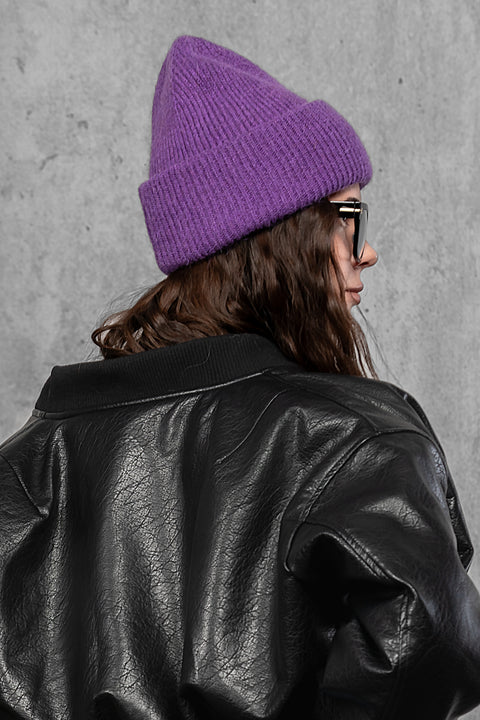Women's Purple Mohair Beanie