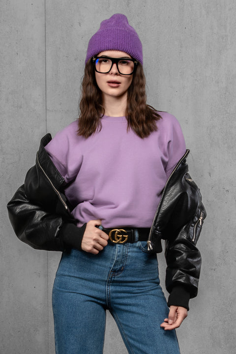 Women's Purple Mohair Beanie