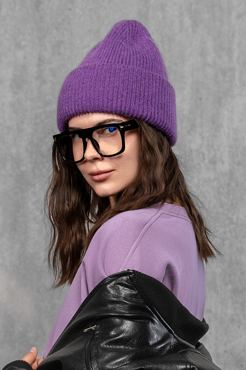 Women's Purple Mohair Beanie