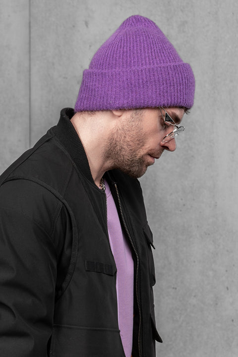 Men's Purple Mohair Beanie