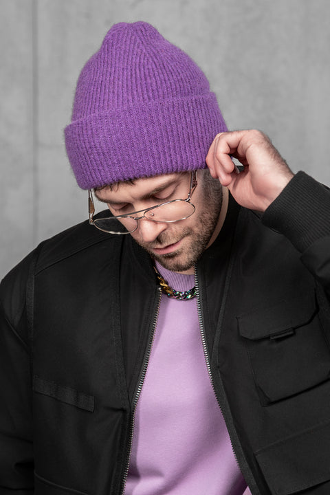 Men's Purple Mohair Beanie