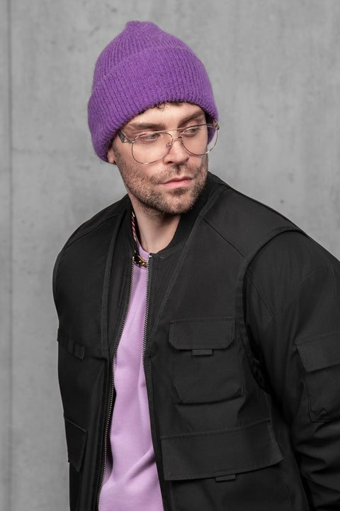 Men's Purple Mohair Beanie