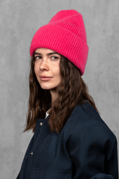 Women's Rose Blue Mohair Beanie