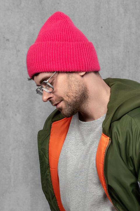 Men's Rose Blue Mohair Beanie