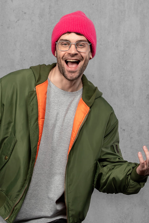 Men's Rose Blue Mohair Beanie