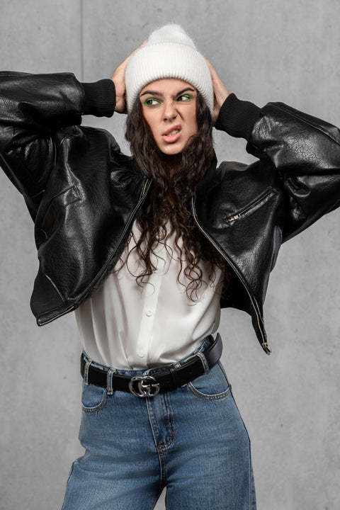Women's White Mohair Beanie