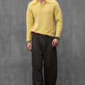 Man wearing ENEX Teddy yellow boucle polo sweater (1 of 6)
